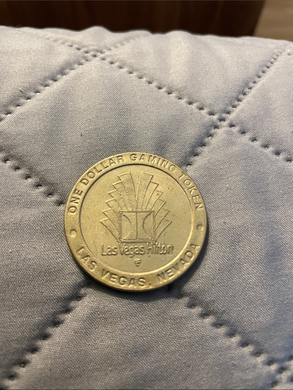 Las Vegas Hilton Gold Casino Token Sticker - Metallic Gold Accent